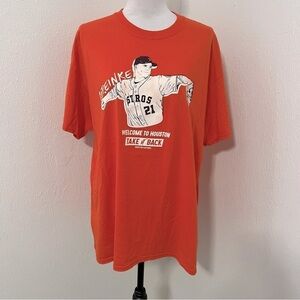 Gildan Dry Blend XL Houston Astros MLB Pitcher Zack Greinke Short Sleeve Orange
